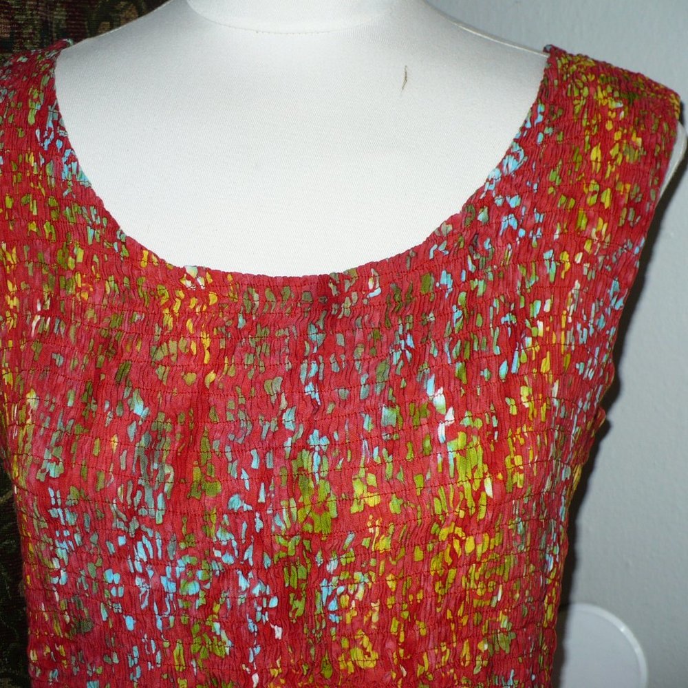 Go Fish Smocked Short Sun Dress Cherry Red Large